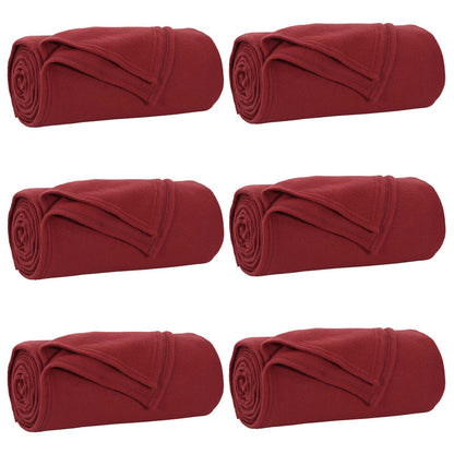 Coperte da Pile 6 pcs Rosso Bordeaux 170 x 130 cm Panno