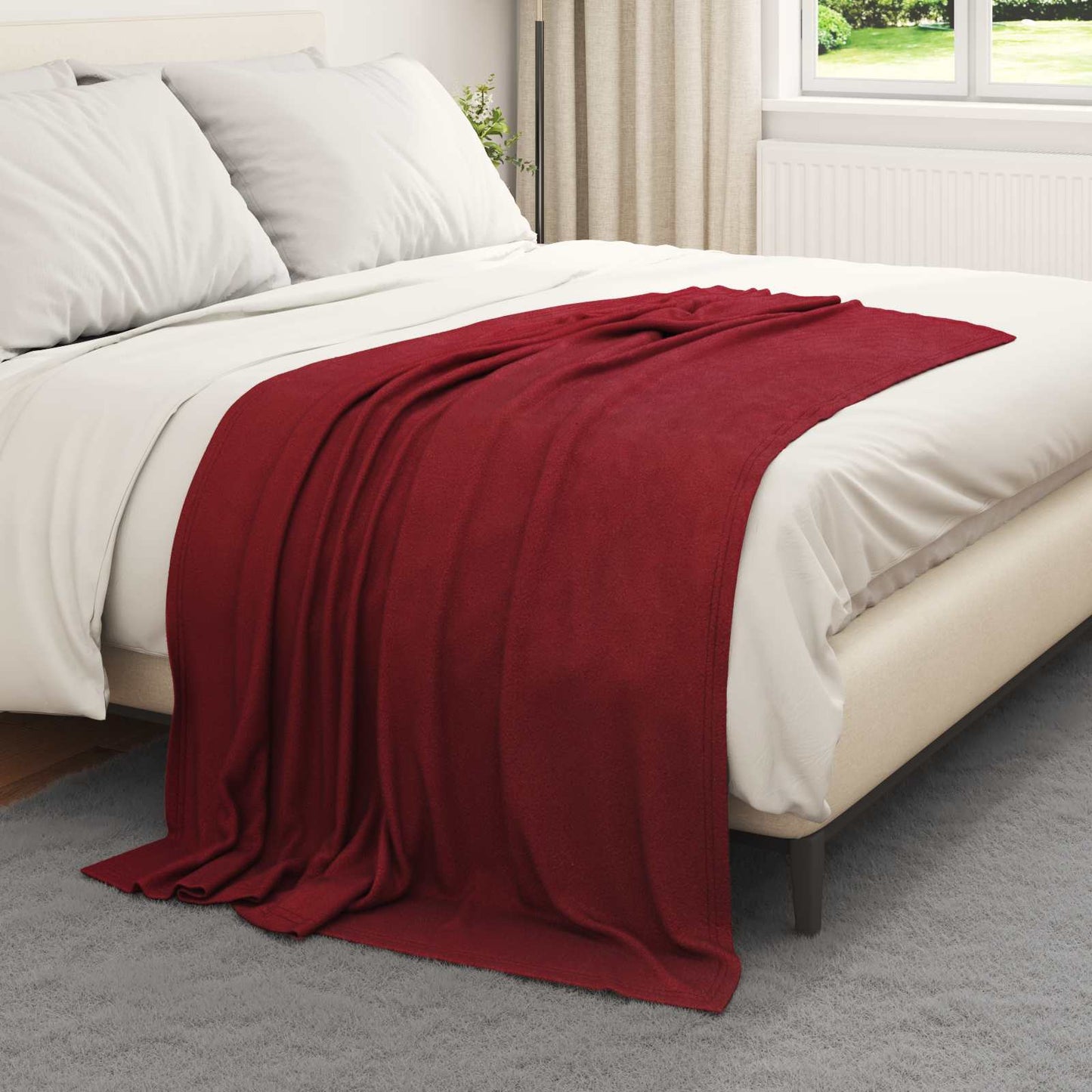 Coperte da Pile 24 pcs Rosso Bordeaux 170 x 130 cm Panno | homemem39
