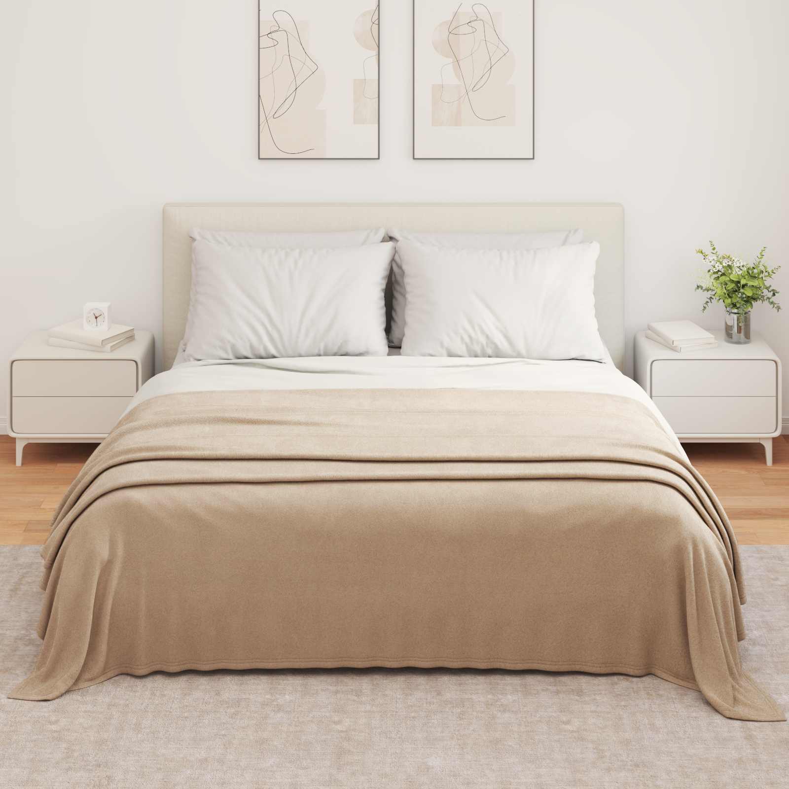 Coperte da Pile 6 pcs Cammello 350 x 270 cm Panno | homemem39