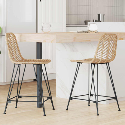 Sedia da Bar 2 pcs 44,5 x 54,5 x 97,5 cm Rattan e Ferro