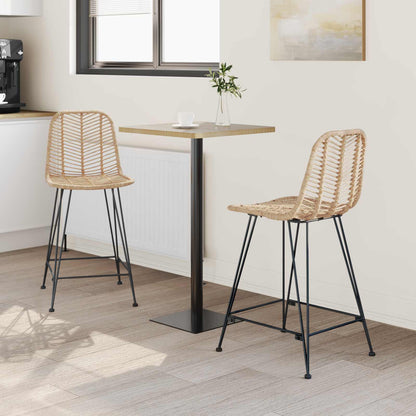 Sedia da Bar 2 pcs 44,5 x 54,5 x 97,5 cm Rattan e Ferro