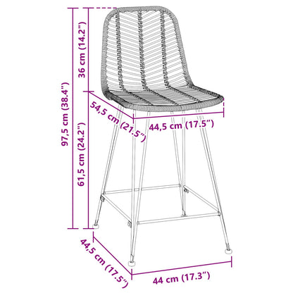 Sedia da Bar 2 pcs 44,5 x 54,5 x 97,5 cm Rattan e Ferro