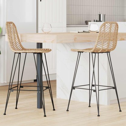 Sedia da Bar 2 pcs 44 x 52 x 111 cm Rattan e Ferro