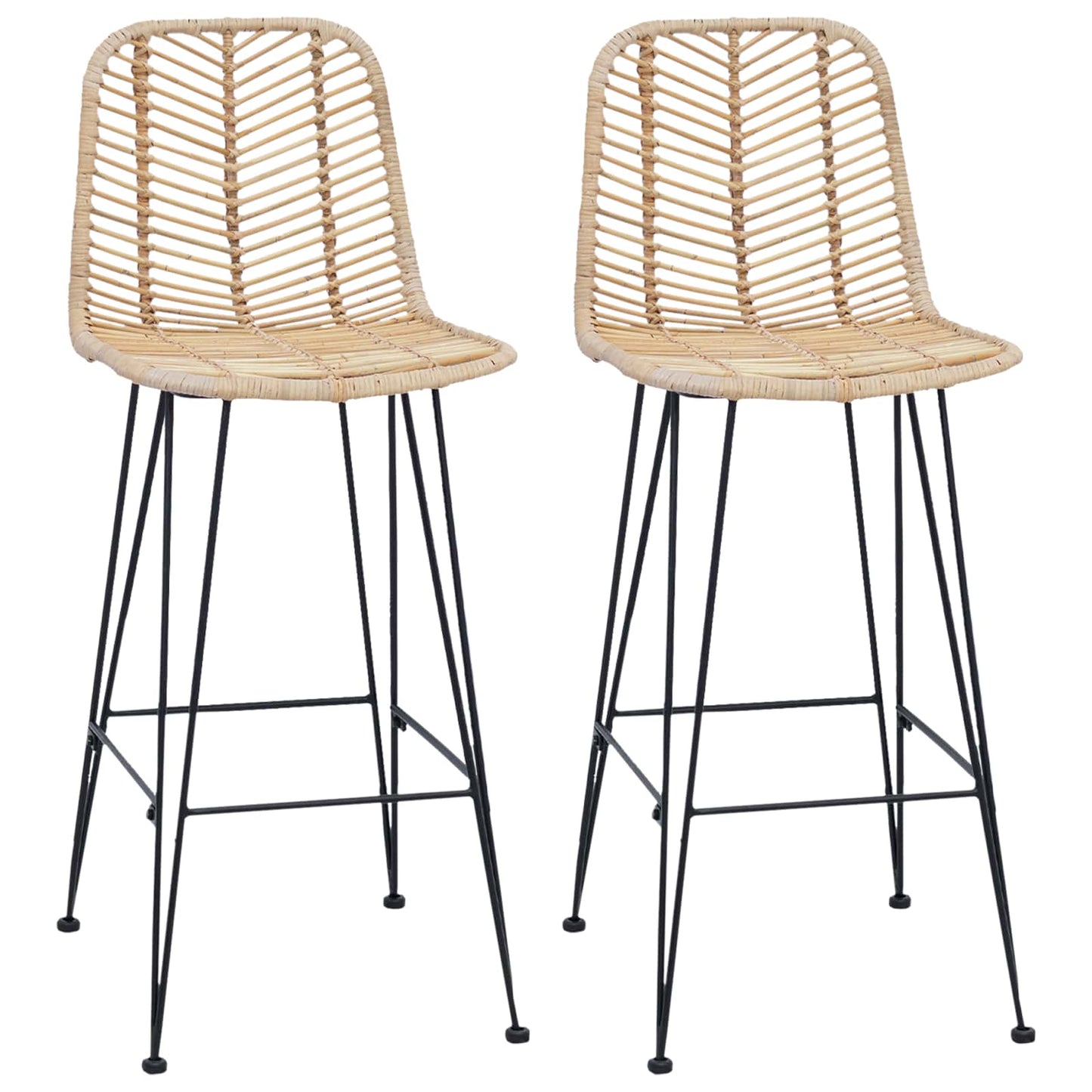 Sedia da Bar 2 pcs Naturale 44,5 x 53 x 111 cm Rattan e Ferro