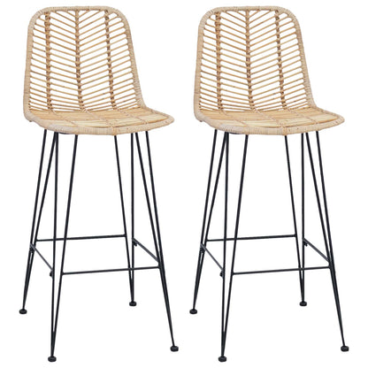 Sedia da Bar 2 pcs Naturale 44,5 x 53 x 111 cm Rattan e Ferro