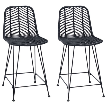 Sedia da Bar 2 pcs Nero 44,5 x 54,5 x 97,5 cm Rattan e Ferro
