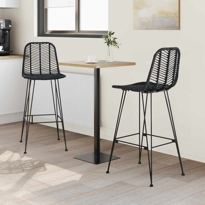 Sedia da Bar 2 pcs 44 x 52 x 111 cm Rattan e Ferro