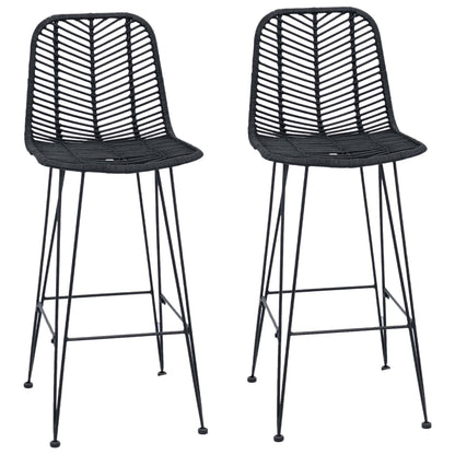 Sedia da Bar 2 pcs Nero 44,5 x 53 x 111 cm Rattan e Ferro