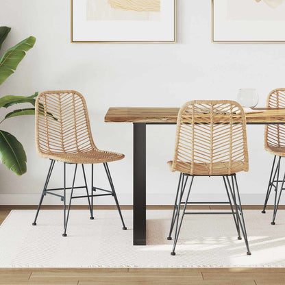 Sedia da pranzo 2 pcs Naturale 44 x 47 x 85 cm Rattan e Ferro