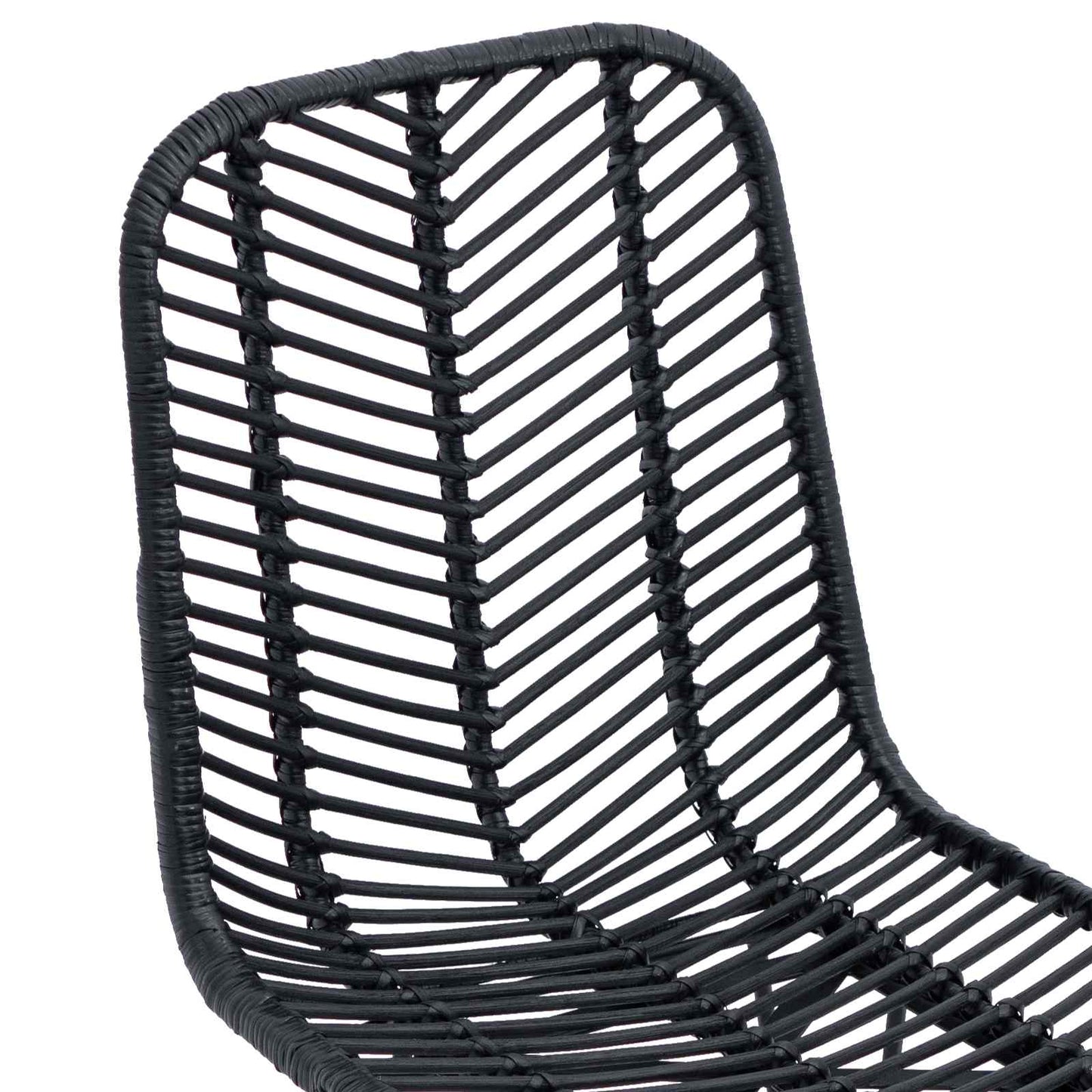 Sedia da pranzo 2 pcs Nero 44 x 47 x 85 cm Rattan e Ferro