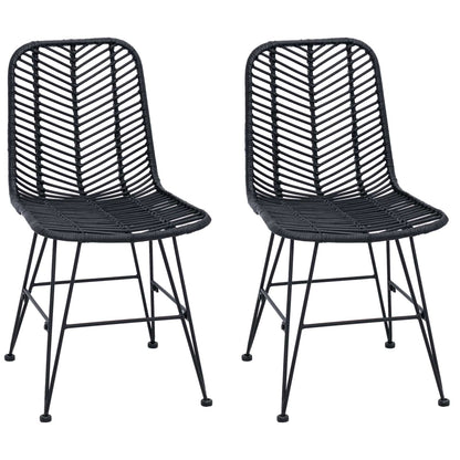 Sedia da pranzo 2 pcs Nero 44 x 47 x 85 cm Rattan e Ferro