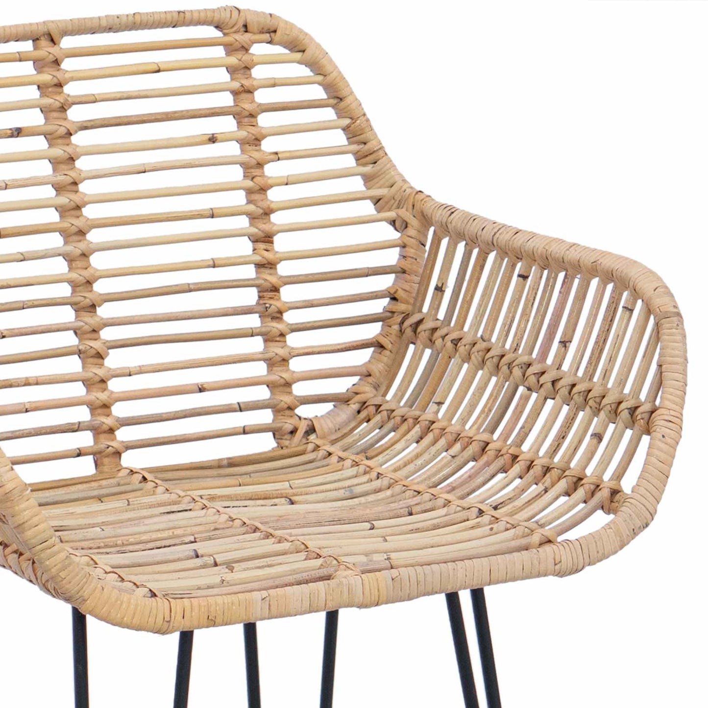 Sedia da Bar 2 pcs Naturale 55 x 52 x 105 cm Rattan e Ferro | homemem39