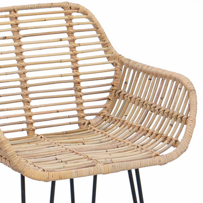 Sedia da Bar 2 pcs Naturale 55 x 52 x 105 cm Rattan e Ferro | homemem39