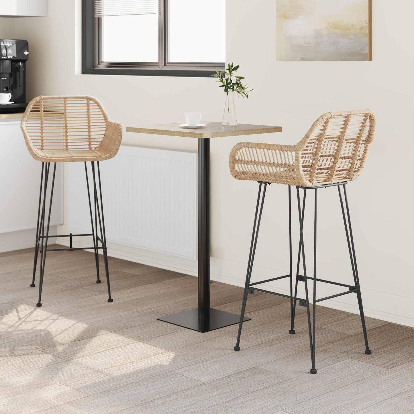 Sedia da Bar 2 pcs 55 x 52 x 105 cm Rattan e Ferro