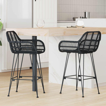 Sedia da Bar 2 pcs 55 x 52 x 92 cm Rattan e Ferro