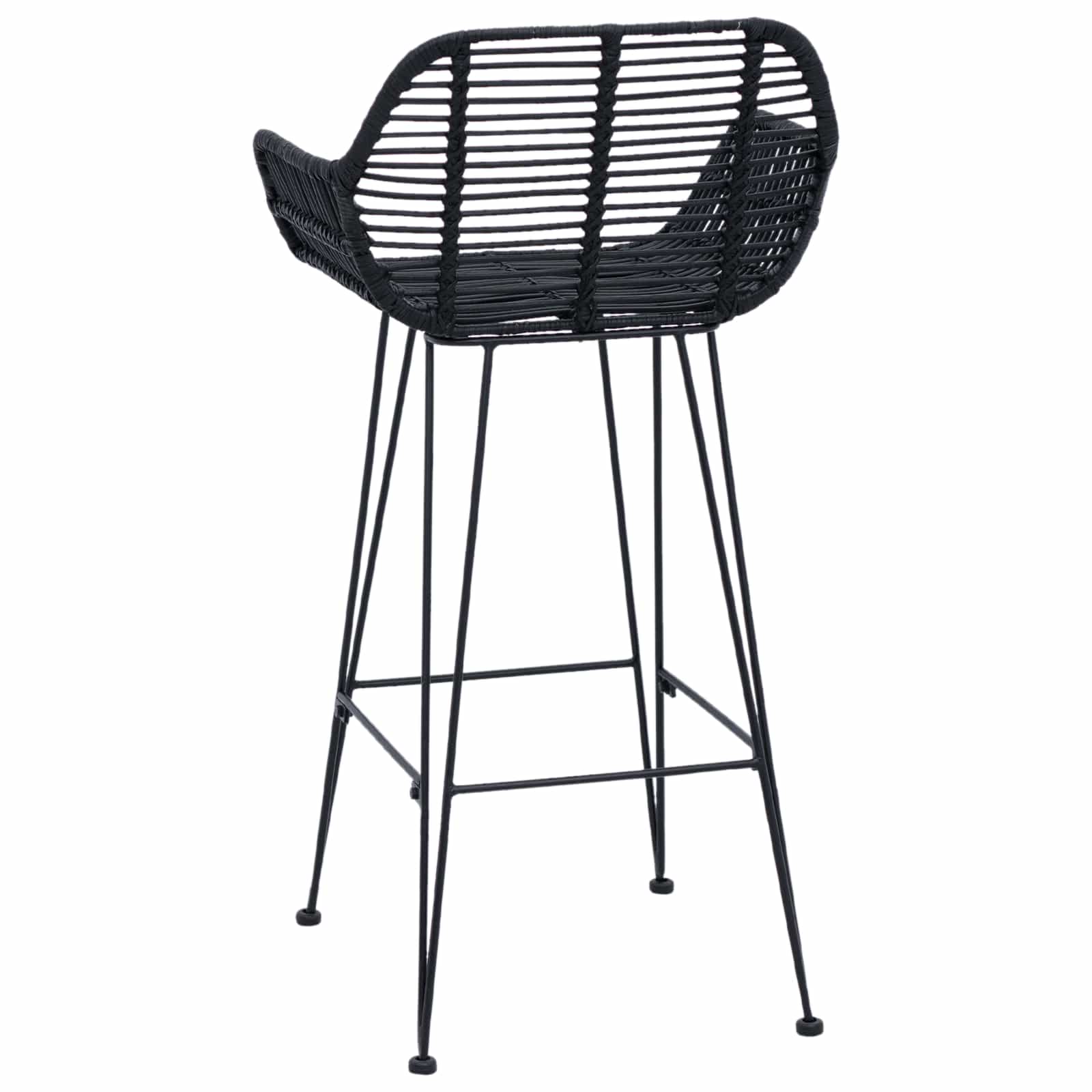 Sedia da Bar 2 pcs Nero 55 x 52 x 92 cm Rattan e Ferro | homemem39