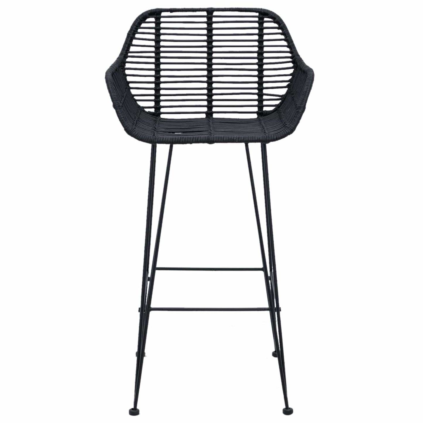 Sedia da Bar 2 pcs Nero 55 x 52 x 92 cm Rattan e Ferro | homemem39