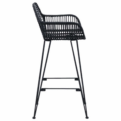 Sedia da Bar 2 pcs Nero 55 x 52 x 92 cm Rattan e Ferro | homemem39
