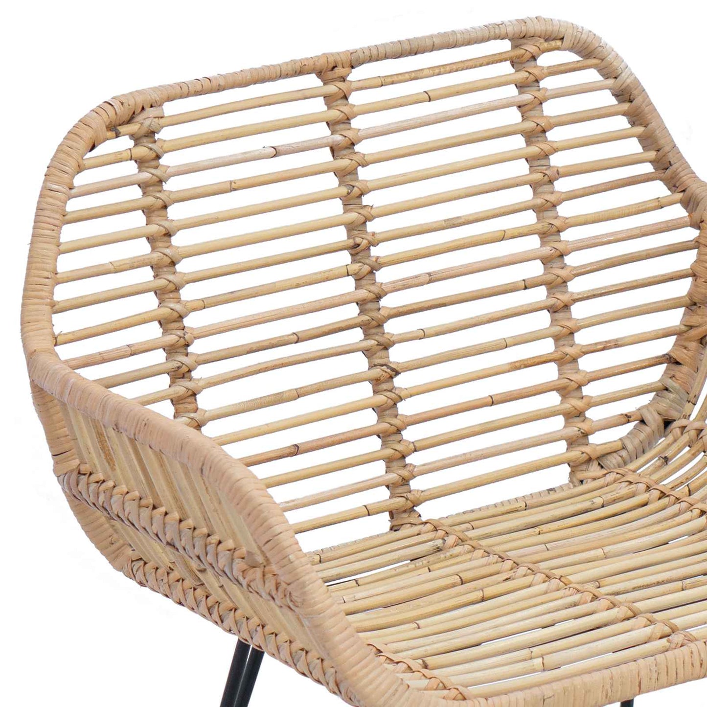 Sedia da pranzo 2 pcs Naturale 55 x 50 x 74 cm Rattan e Ferro