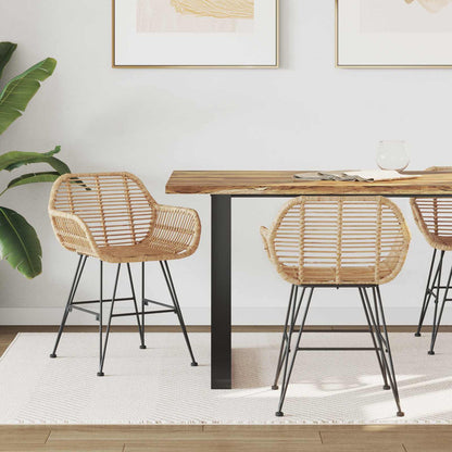 Sedia da pranzo 2 pcs Rattan e Ferro Naturale 55 x 50 x 74 cm