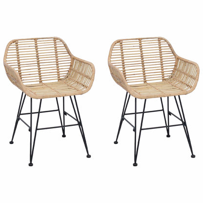 Sedia da pranzo 2 pcs Naturale 55 x 50 x 74 cm Rattan e Ferro