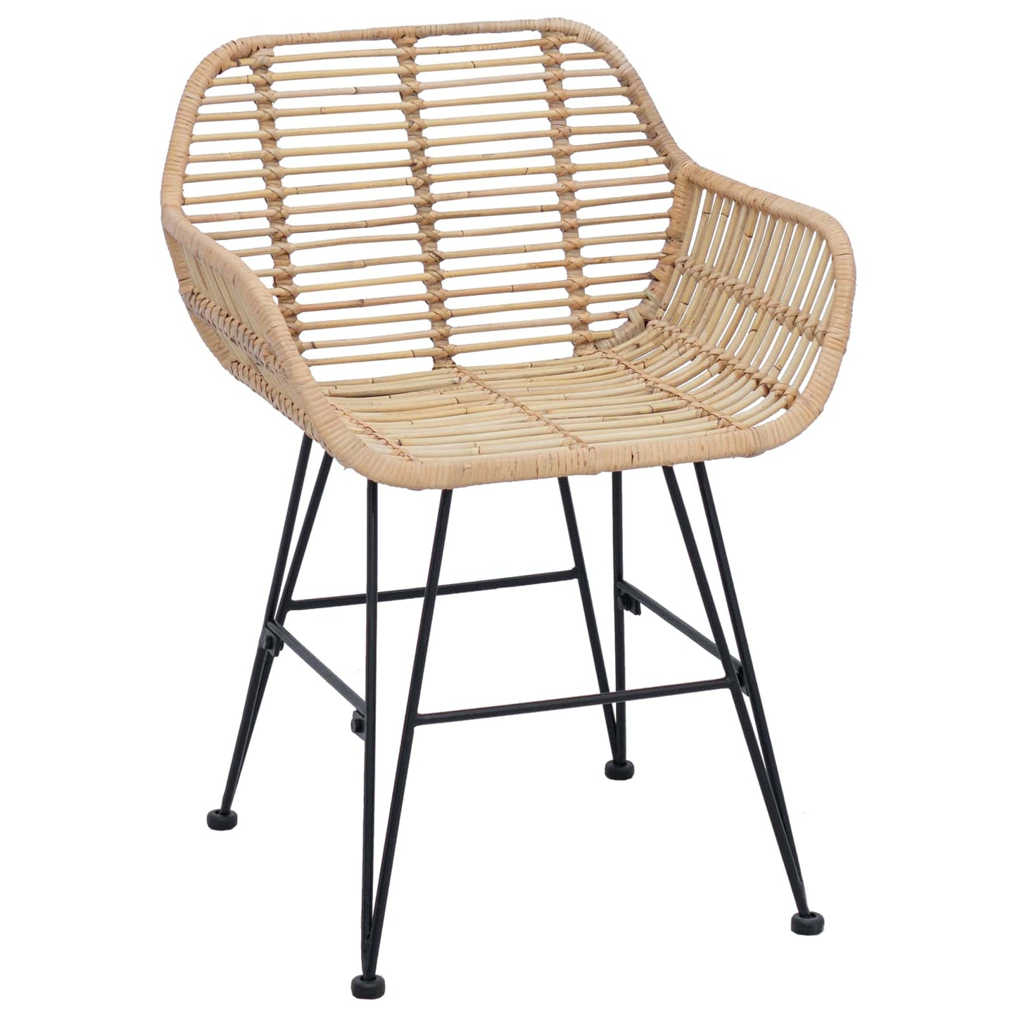 Sedia da pranzo 2 pcs Naturale 55 x 50 x 74 cm Rattan e Ferro