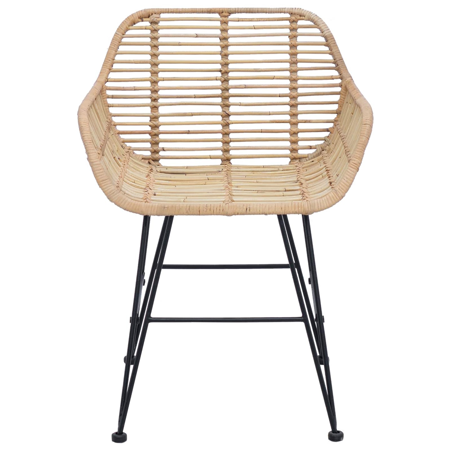 Sedia da pranzo 2 pcs Naturale 55 x 50 x 74 cm Rattan e Ferro