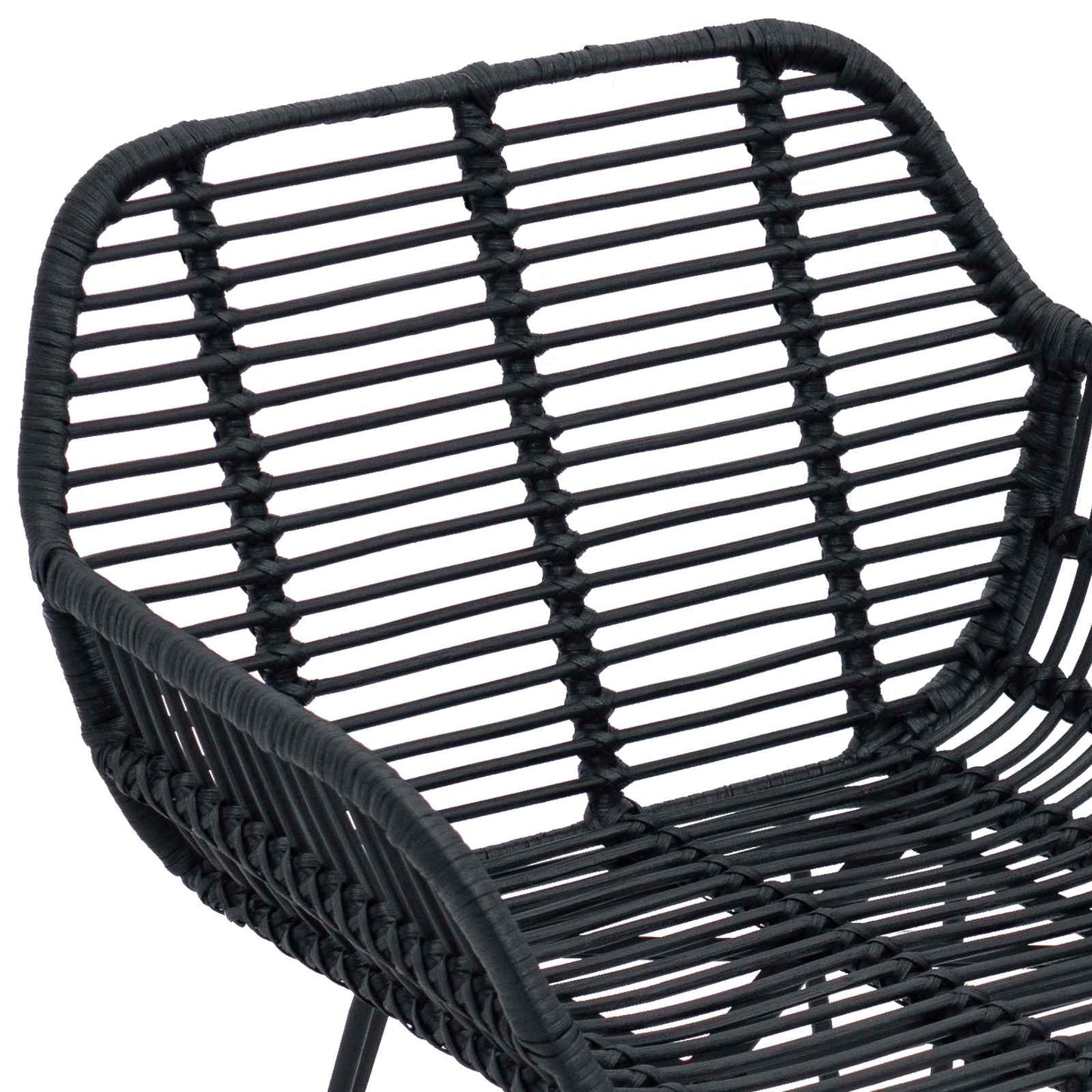 Sedia da pranzo 2 pcs Nero 55 x 50 x 74 cm Rattan e Ferro