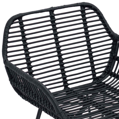 Sedia da pranzo 2 pcs Nero 55 x 50 x 74 cm Rattan e Ferro