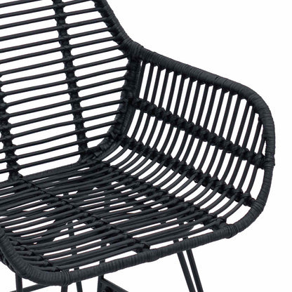 Sedia da pranzo 2 pcs Nero 55 x 50 x 74 cm Rattan e Ferro