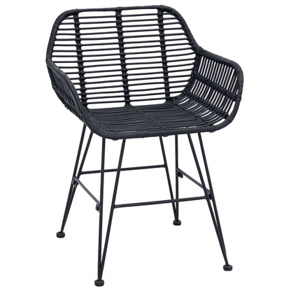 Sedia da pranzo 2 pcs Nero 55 x 50 x 74 cm Rattan e Ferro