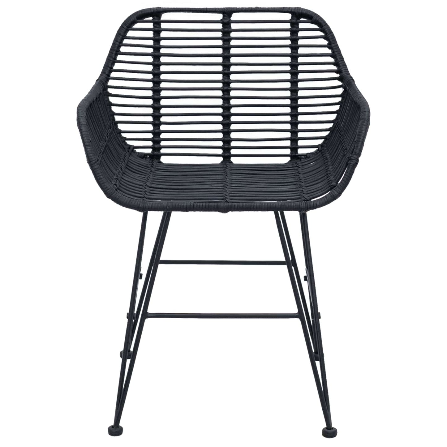 Sedia da pranzo 2 pcs Nero 55 x 50 x 74 cm Rattan e Ferro