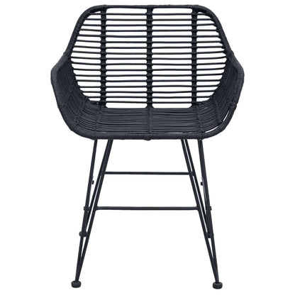 Sedia da pranzo 2 pcs Nero 55 x 50 x 74 cm Rattan e Ferro