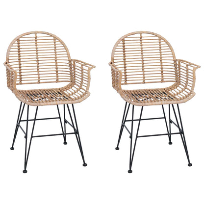 Sedia da pranzo 2 pcs Naturale 44 x 44 x 74 cm Rattan e Ferro