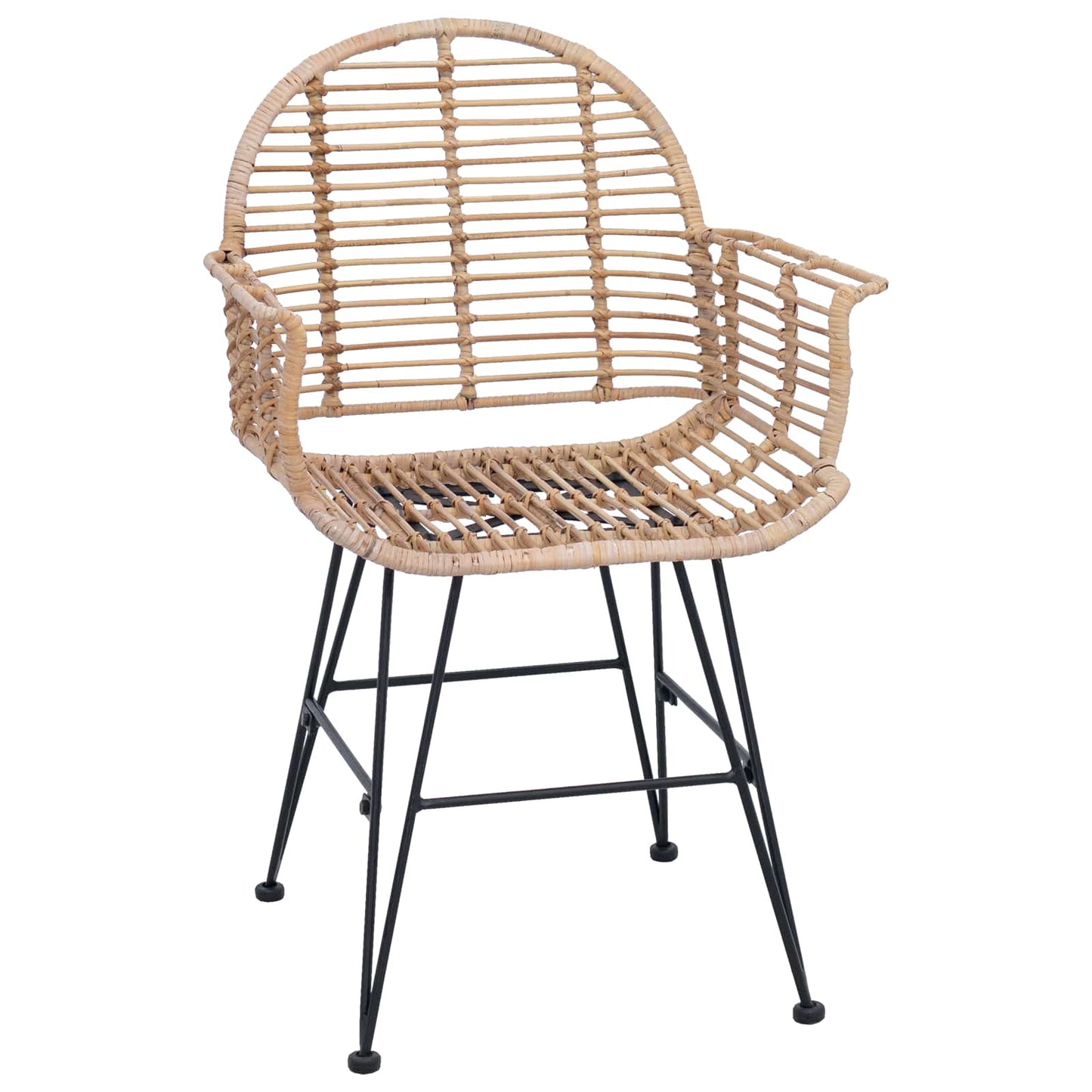 Sedia da pranzo 2 pcs Naturale 44 x 44 x 74 cm Rattan e Ferro