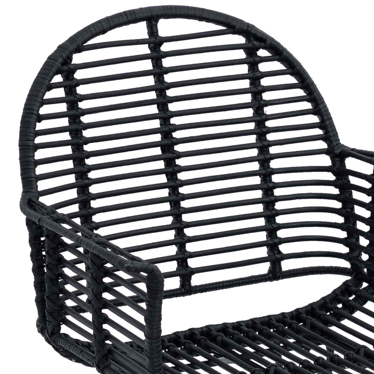 Sedia da pranzo 2 pcs Nero 44 x 44 x 74 cm Rattan e Ferro
