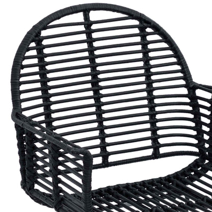 Sedia da pranzo 2 pcs Nero 44 x 44 x 74 cm Rattan e Ferro