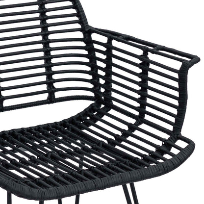 Sedia da pranzo 2 pcs Nero 44 x 44 x 74 cm Rattan e Ferro