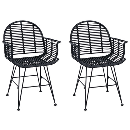 Sedia da pranzo 2 pcs Nero 44 x 44 x 74 cm Rattan e Ferro