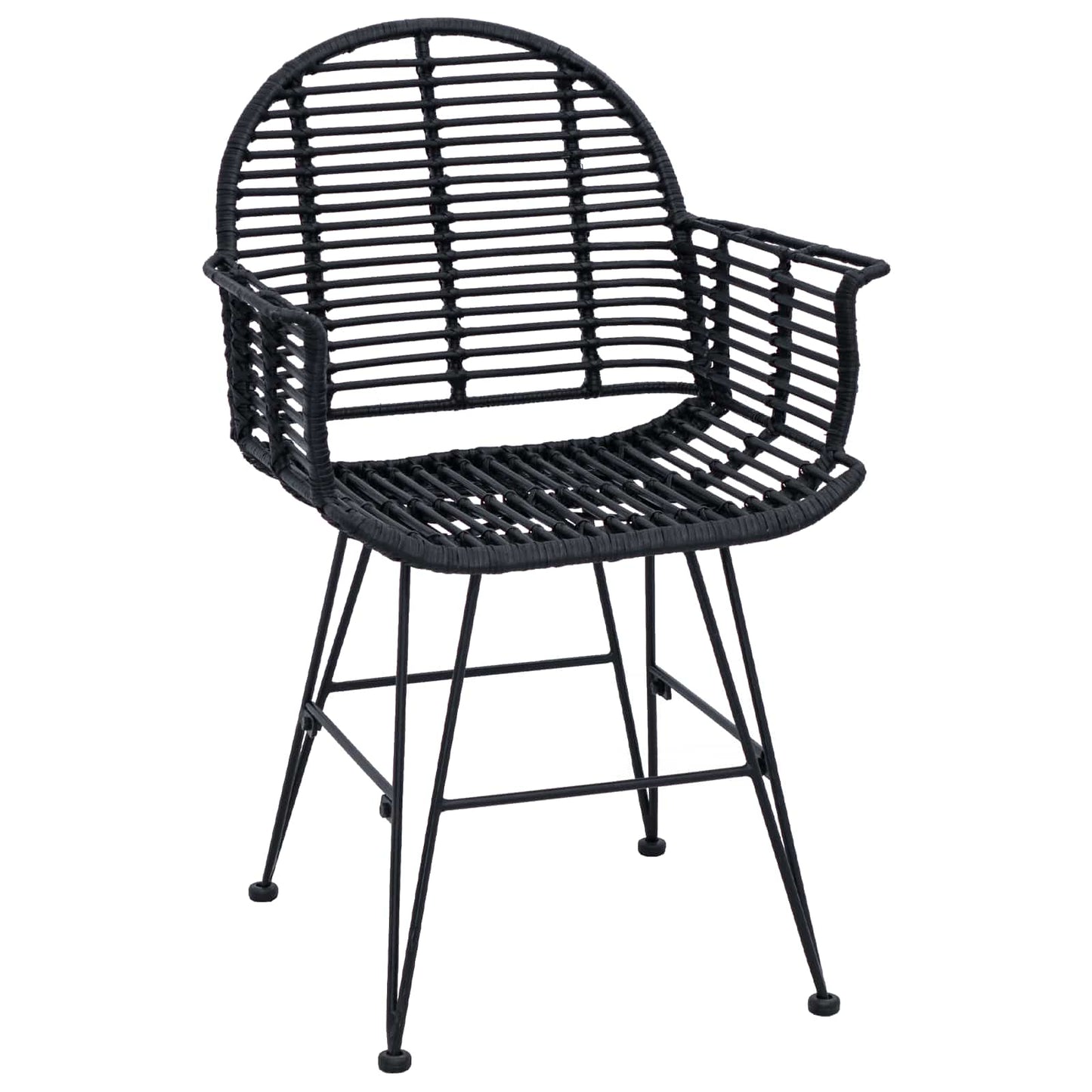 Sedia da pranzo 2 pcs Nero 44 x 44 x 74 cm Rattan e Ferro