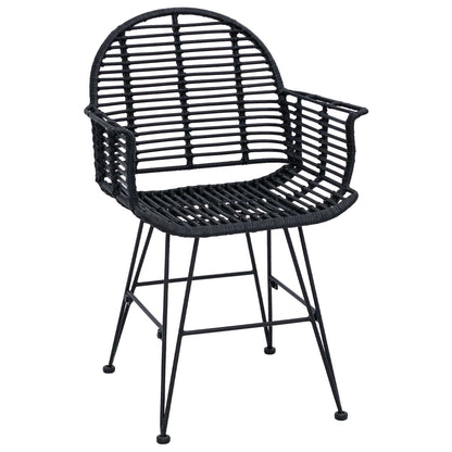 Sedia da pranzo 2 pcs Nero 44 x 44 x 74 cm Rattan e Ferro