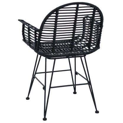 Sedia da pranzo 2 pcs Nero 44 x 44 x 74 cm Rattan e Ferro