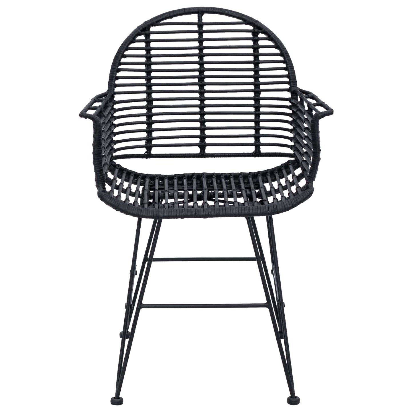 Sedia da pranzo 2 pcs Nero 44 x 44 x 74 cm Rattan e Ferro