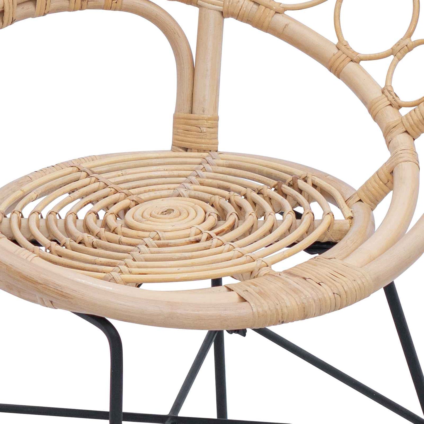 Sedia da pranzo 2 pcs Naturale 49 x 51 x 81 cm Rattan e Ferro