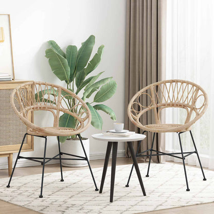 Sedia da pranzo 2 pcs Naturale 49 x 51 x 81 cm Rattan e Ferro