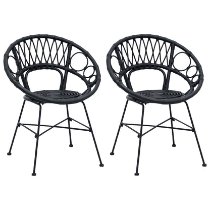 Sedia da pranzo 2 pcs Nero 49 x 51 x 81 cm Rattan e Ferro