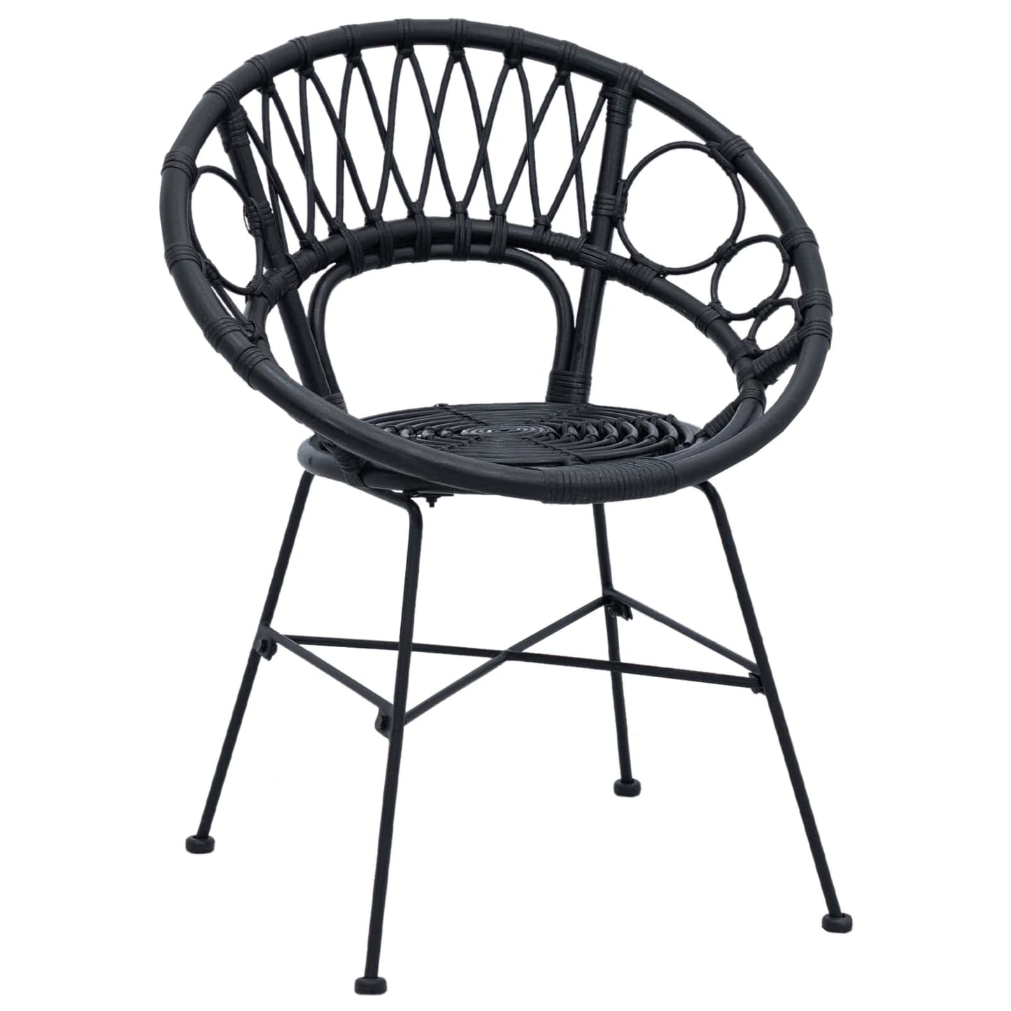 Sedia da pranzo 2 pcs Nero 49 x 51 x 81 cm Rattan e Ferro
