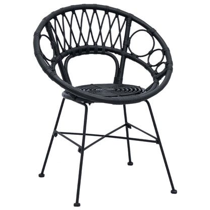 Sedia da pranzo 2 pcs Nero 49 x 51 x 81 cm Rattan e Ferro
