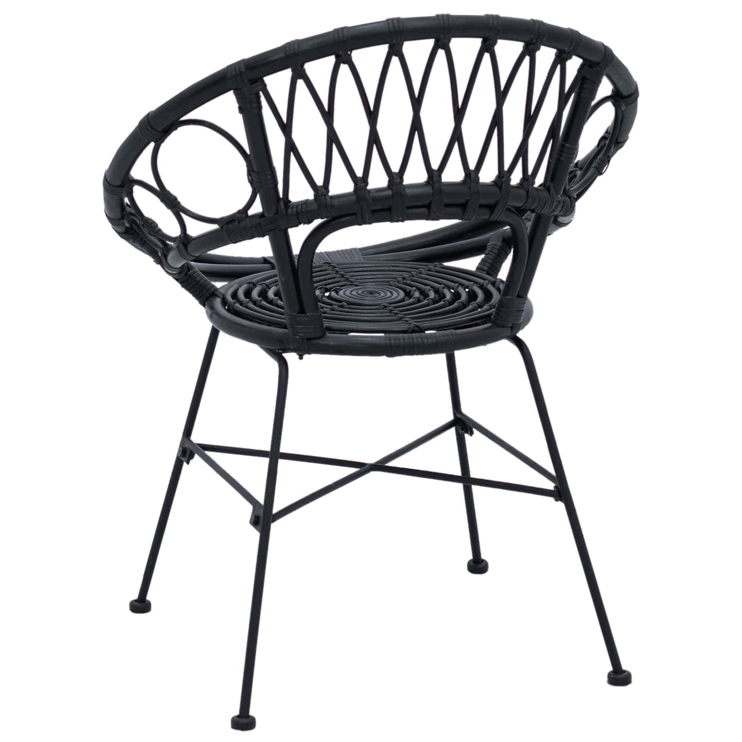 Sedia da pranzo 2 pcs Nero 49 x 51 x 81 cm Rattan e Ferro