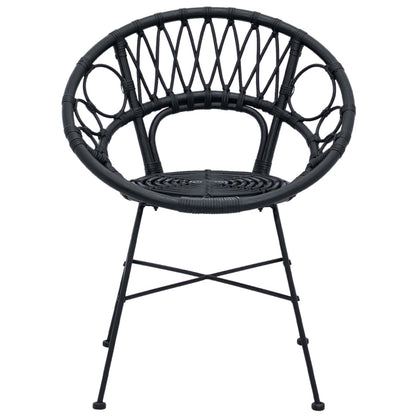Sedia da pranzo 2 pcs Nero 49 x 51 x 81 cm Rattan e Ferro